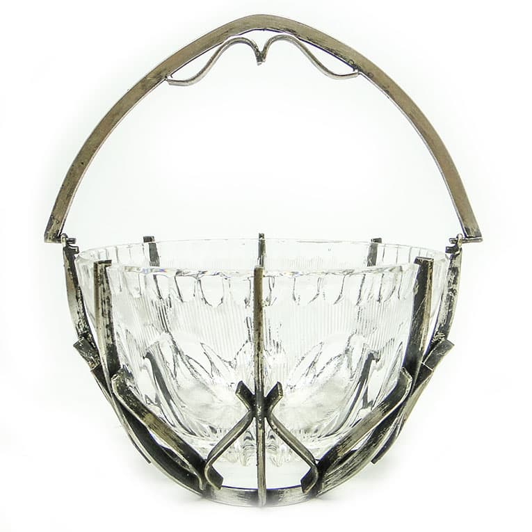 Cukiernica, postmodernizm, szkło, mosiądz srebrzony, HEFRA, Polska, lata 70. - 188509