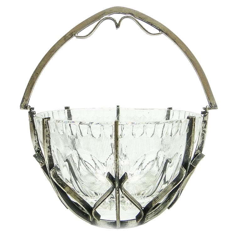 Cukiernica, postmodernizm, szkło, mosiądz srebrzony, HEFRA, Polska, lata 70.