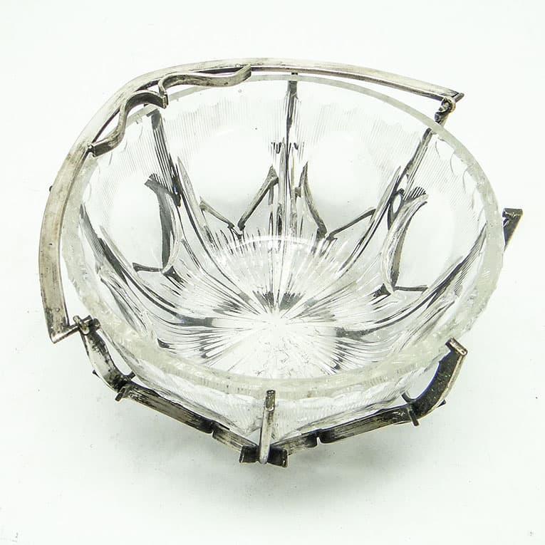 Cukiernica, postmodernizm, szkło, mosiądz srebrzony, HEFRA, Polska, lata 70. - 188512