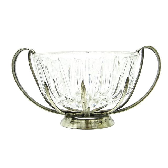 Cukiernica postmodernizm, szkło, mosiądz srebrzony, HEFRA, Polska, lata 70. - WYMIARY