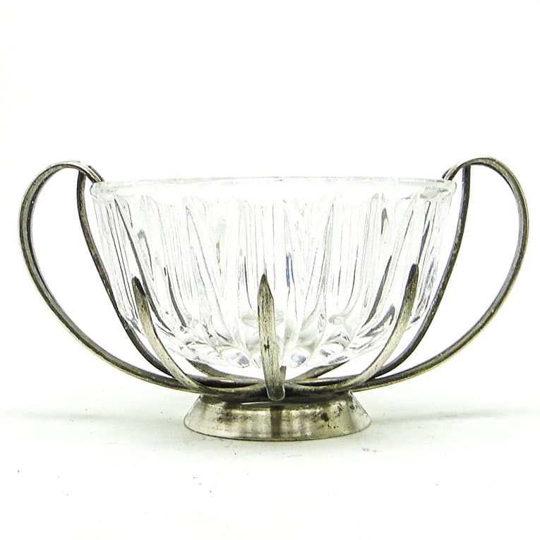 Cukiernica postmodernizm, szkło, mosiądz srebrzony, HEFRA, Polska, lata 70. - 188526