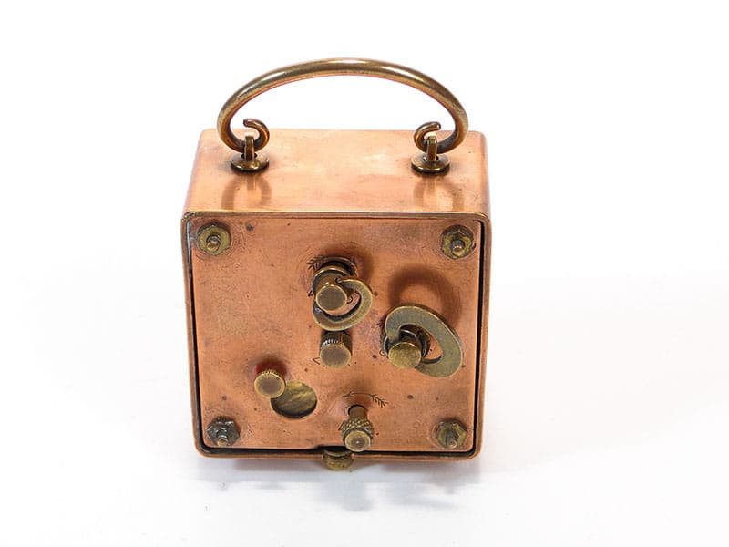 Zegar podróżny miniaturowy, miedź, Niemcy, początek XX w. - 188589