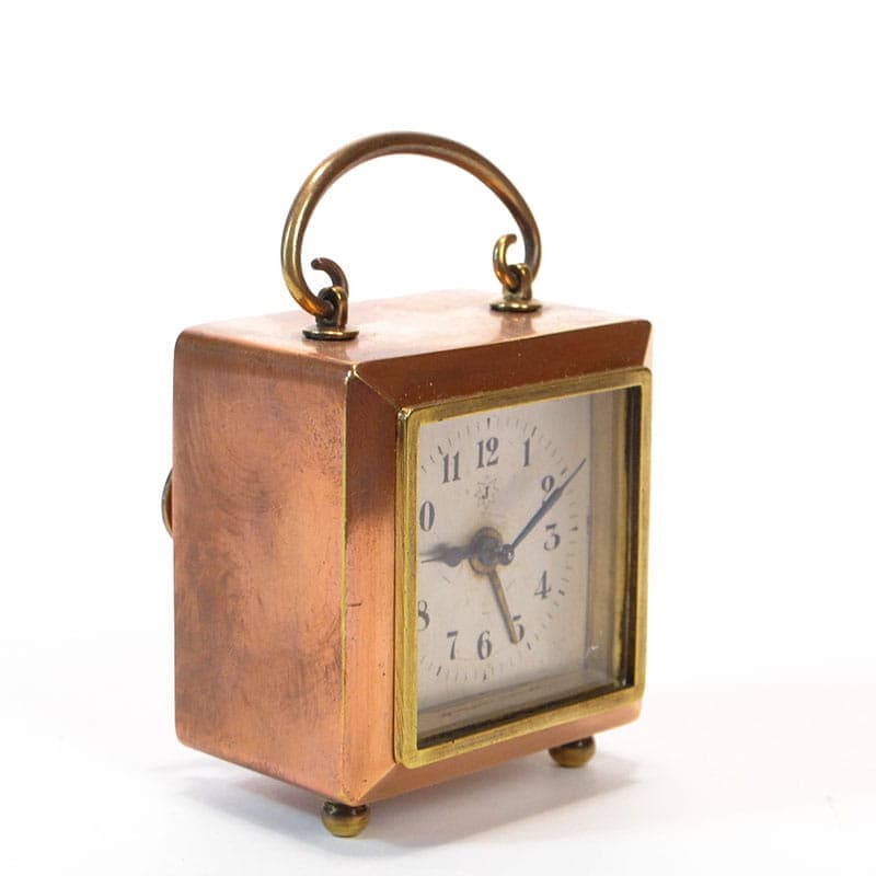 Zegar podróżny miniaturowy, miedź, Niemcy, początek XX w. - 188586