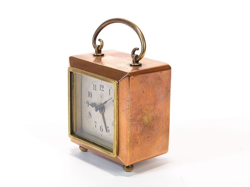 Zegar podróżny miniaturowy, miedź, Niemcy, początek XX w. - 188587