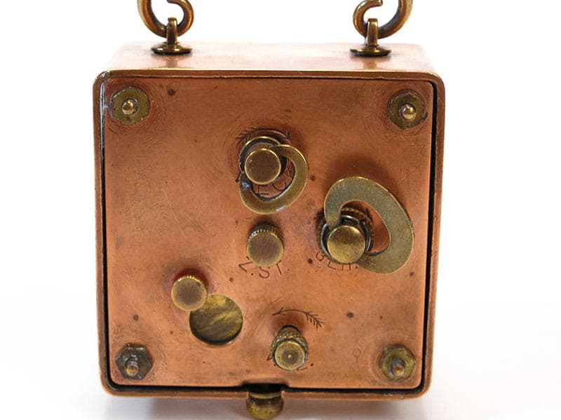 Zegar podróżny miniaturowy, miedź, Niemcy, początek XX w. - 188585