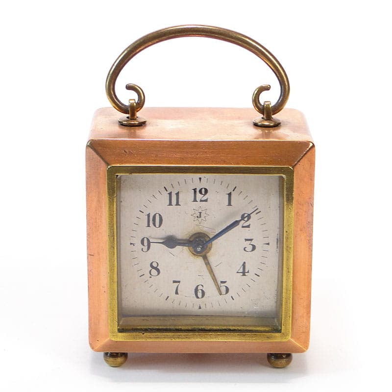 Zegar podróżny miniaturowy, miedź, Niemcy, początek XX w. - 188590