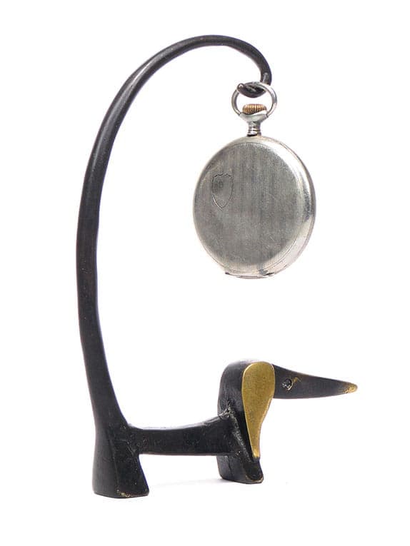 Postument na zegarek kieszonkowy Black Golden Line, brąz czarny, proj. W. Bosse, Herta Baller, Austria, lata 40. - 188636