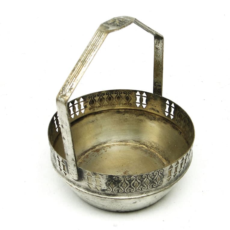 Cukiernica koszyczkowa Art Nouveau, mosiądz srebrzony, Orivit, Niemcy, początek XX w. - 188738