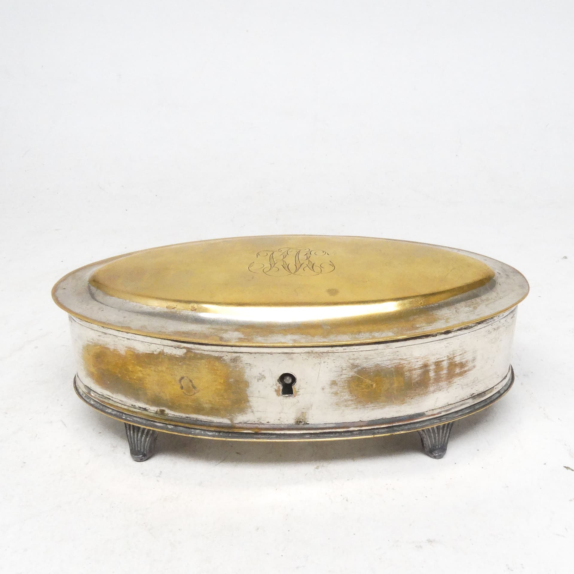 Art Deco jewelry box, silver-plated brass, Denmark, 1930s. - 188826