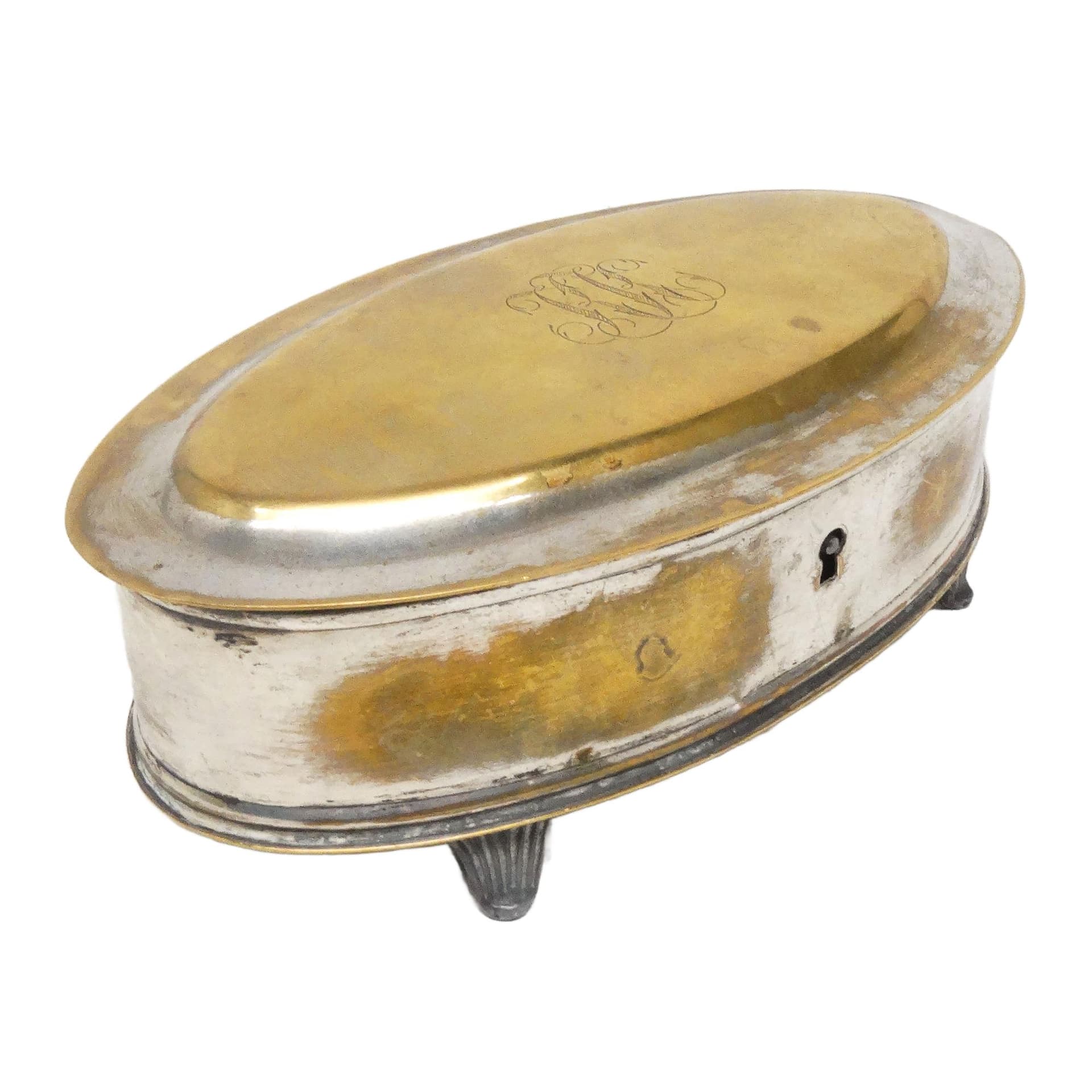 Art Deco jewelry box, silver-plated brass, Denmark, 1930s. - 193228