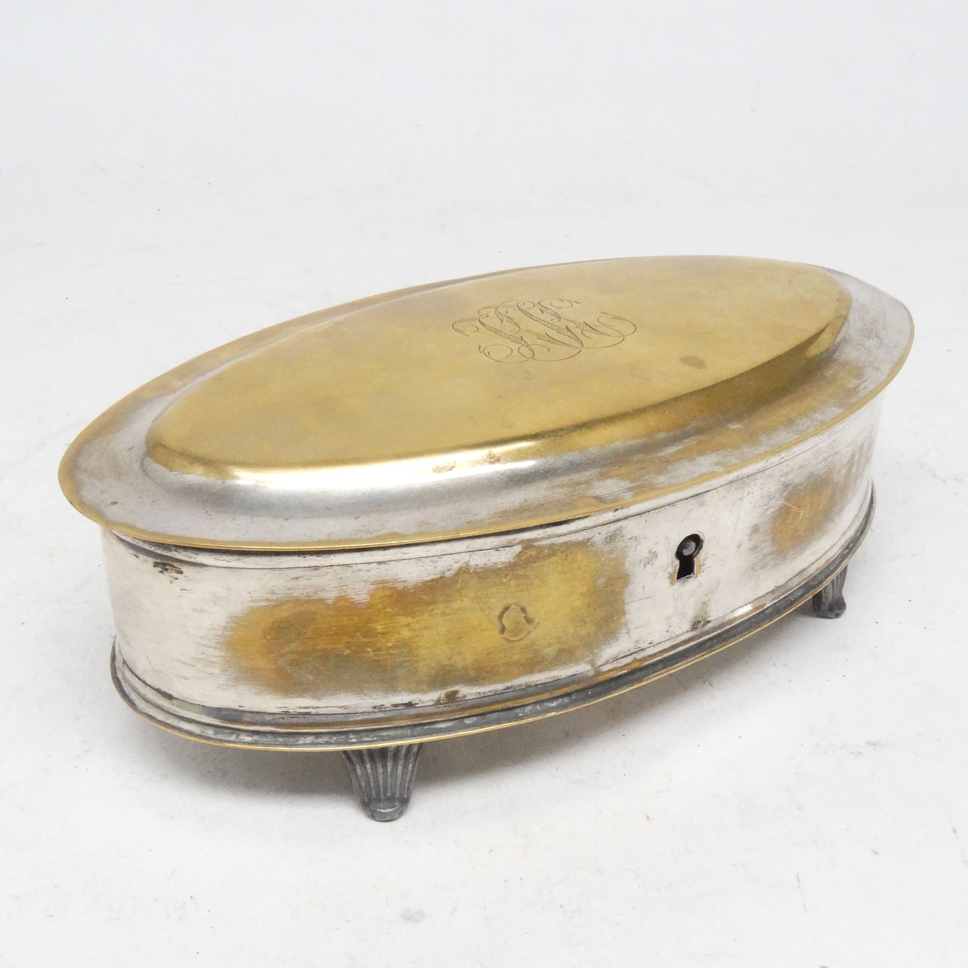 Art Deco jewelry box, silver-plated brass, Denmark, 1930s. - 188835