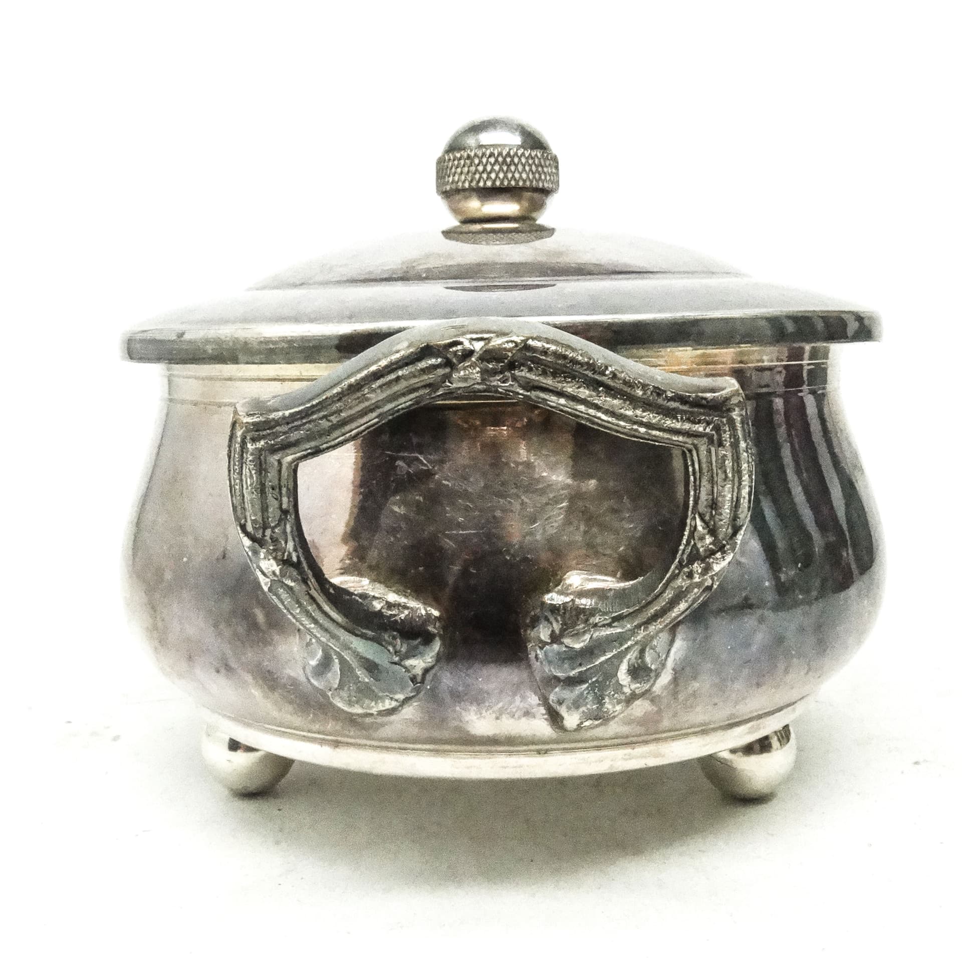 Cukiernica, Art Deco, mosiądz srebrzony, Belgia, lata 30. - 188896