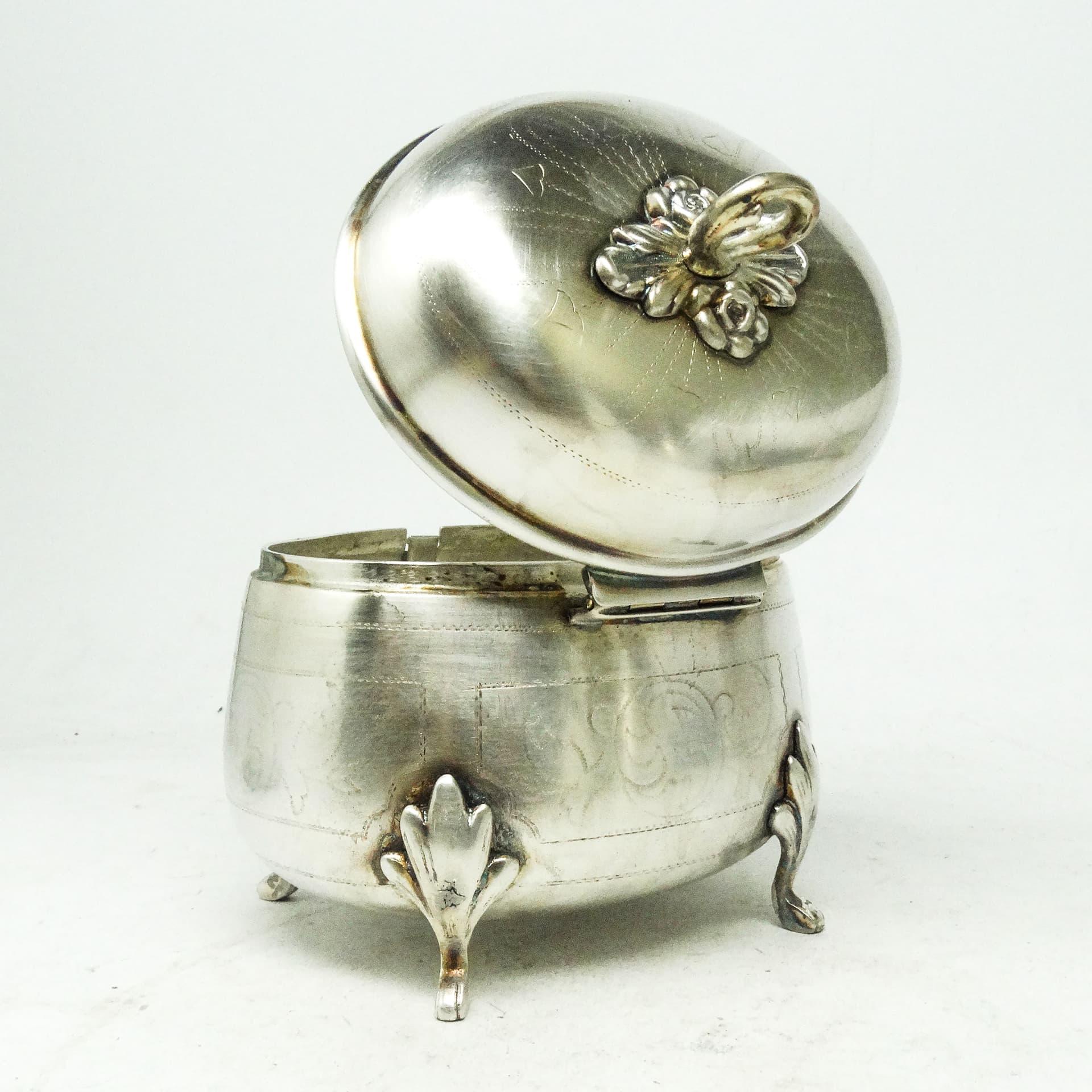 Cukiernica Biedermeier, mosiądz srebrzony, Polska, XIX w. - 188938