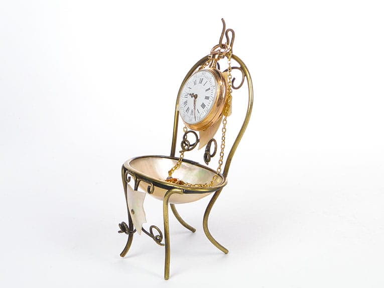 Postument na zegarek kieszonkowy, złocony mosiądz, muszla, Austria, XIX wiek - 188968