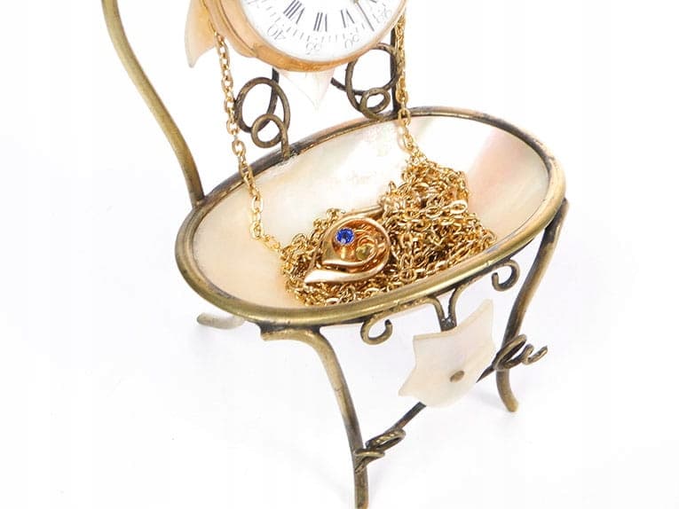 Postument na zegarek kieszonkowy, złocony mosiądz, muszla, Austria, XIX wiek - 188963