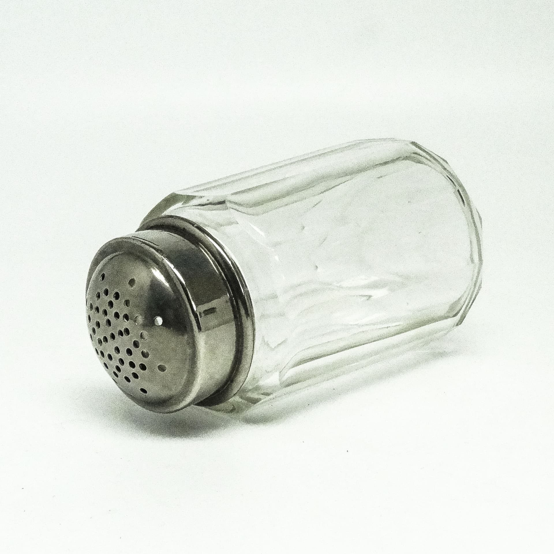 Cukiernica do cukru pudru Art Deco, szkło, mosiądz chromowany, Belgia, lata 30. - 189057