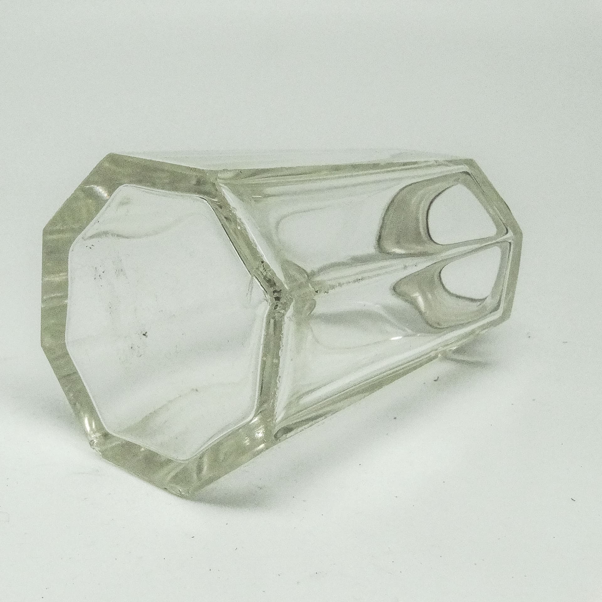 Cukiernica do cukru pudru Art Deco, szkło, mosiądz srebrzony, Belgia, lata 30. - 189069