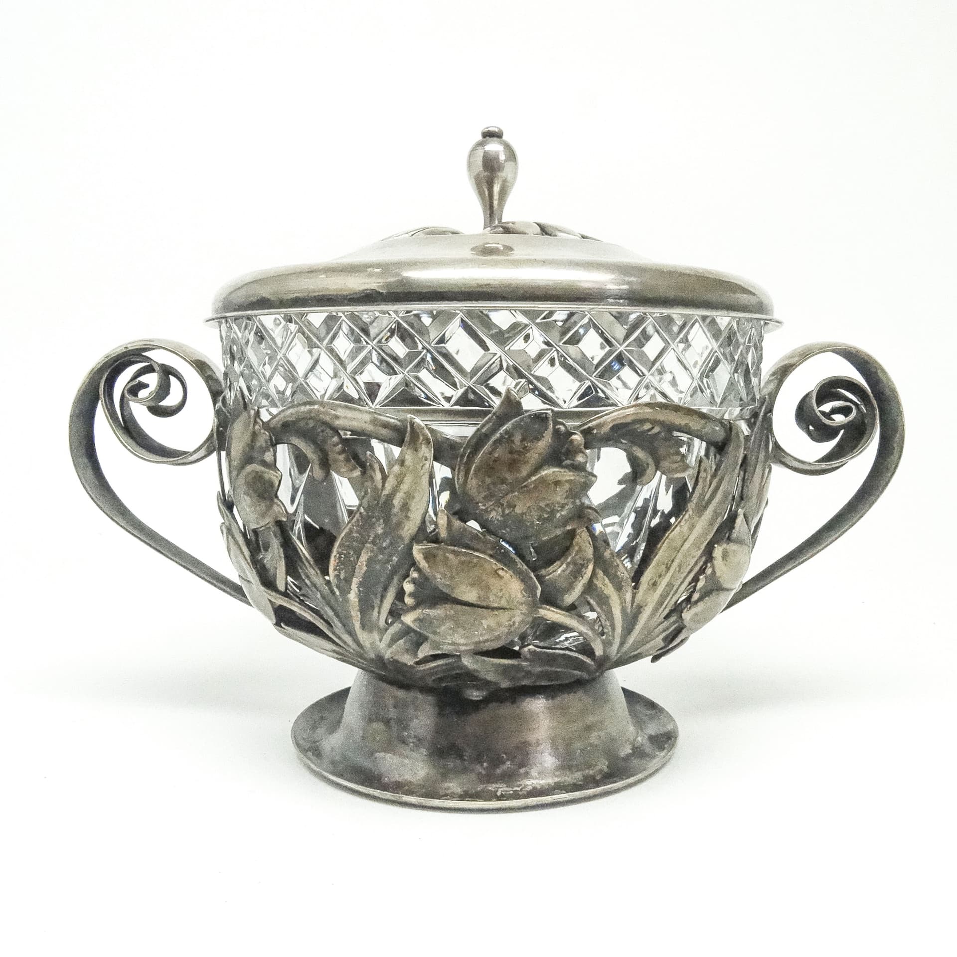 Cukiernica Art Nouveau, mosiądz srebrzony, Polska, lata 20. - 189100