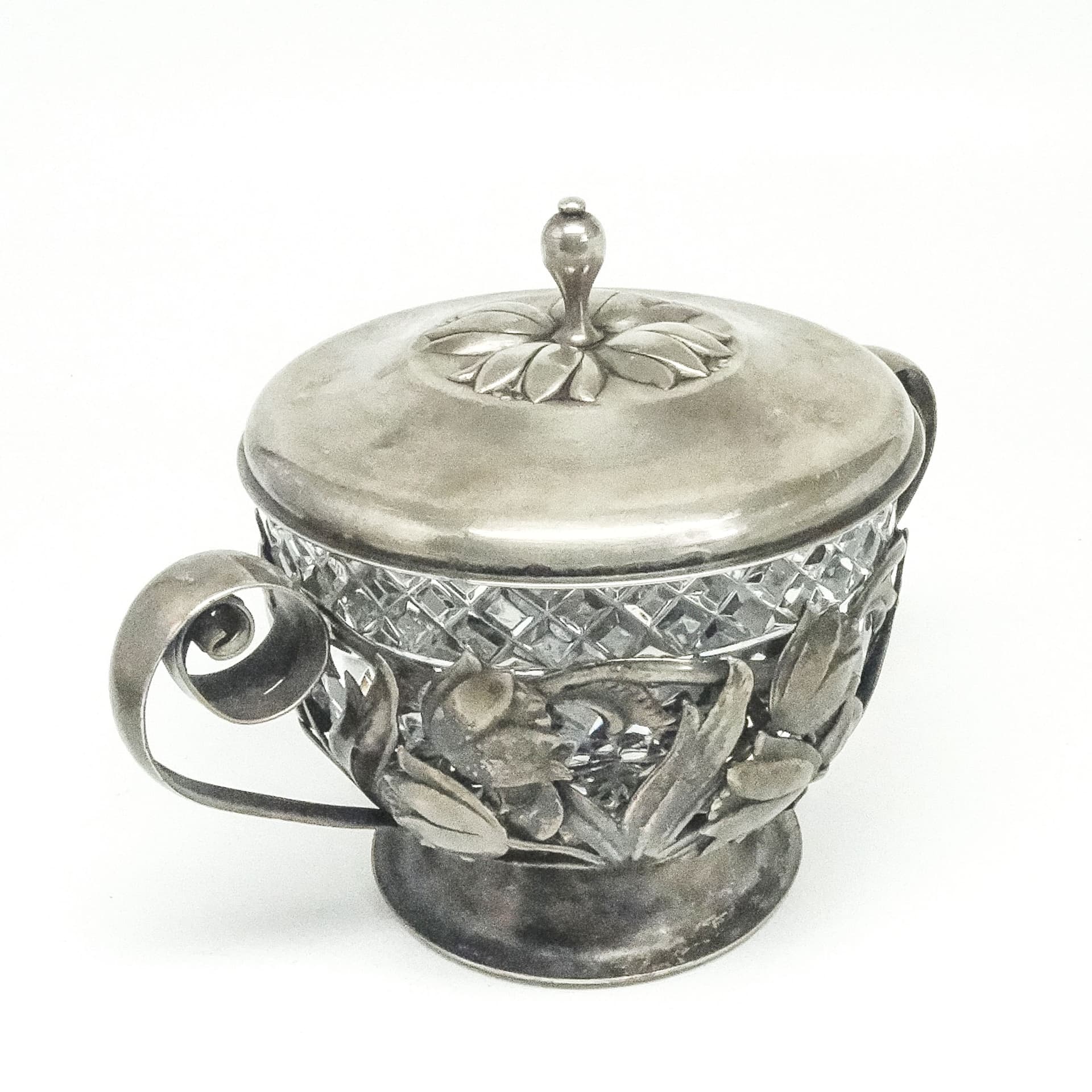 Cukiernica Art Nouveau, mosiądz srebrzony, Polska, lata 20. - 189098