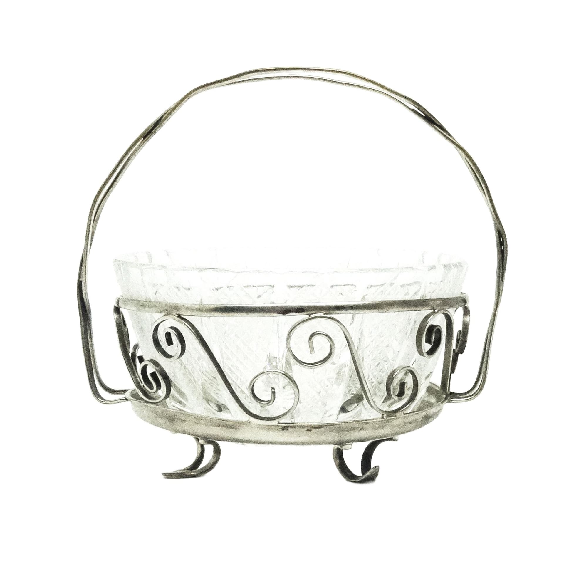 Cukiernica postmodernizm, szkło, mosiądz srebrzony, Polska, lata 70.