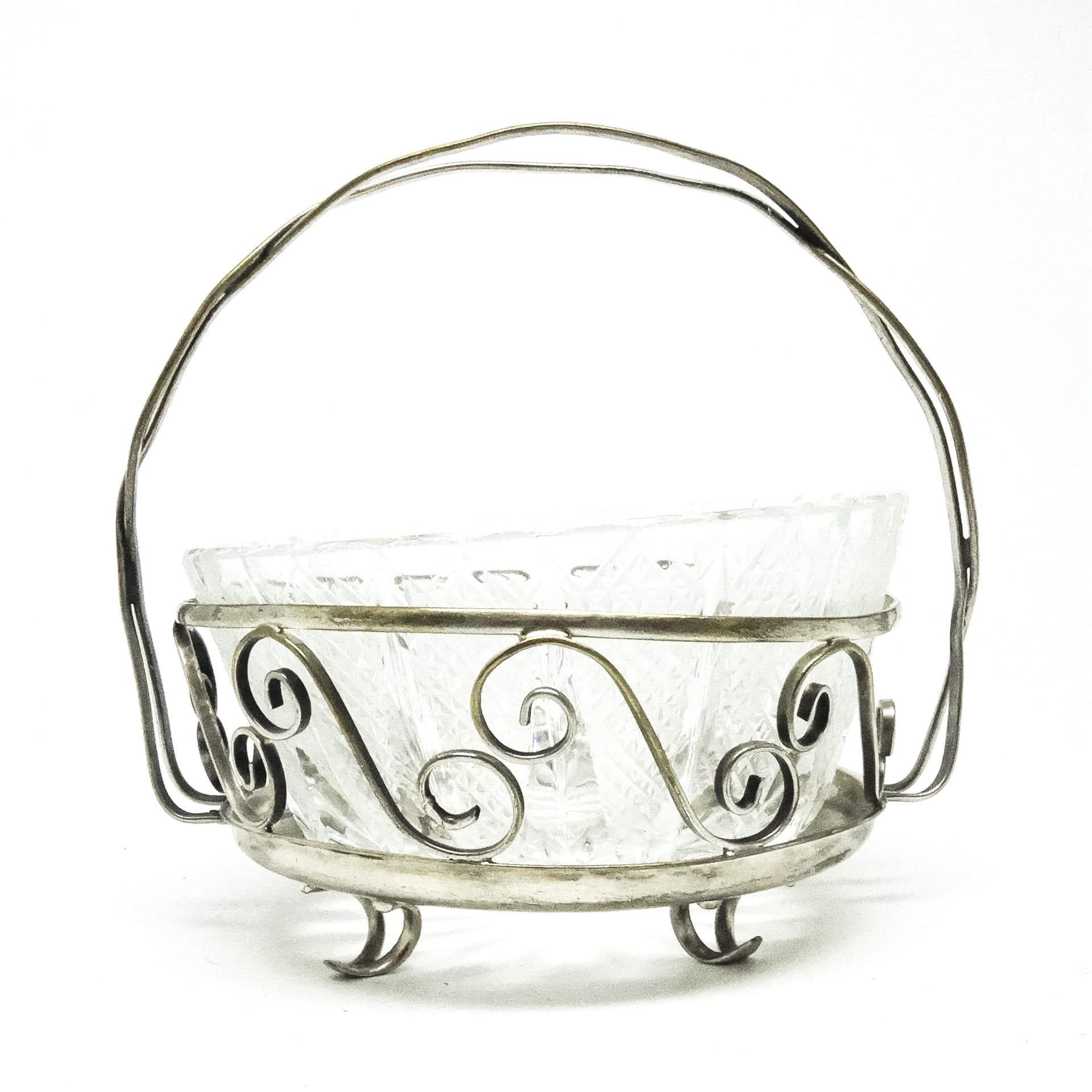 Cukiernica postmodernizm, szkło, mosiądz srebrzony, Polska, lata 70. - 189208