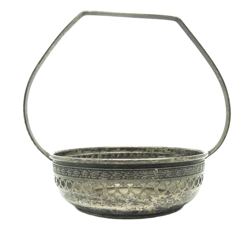 Cukiernica Art Déco, mosiądz srebrzony, Polska, lata 20.