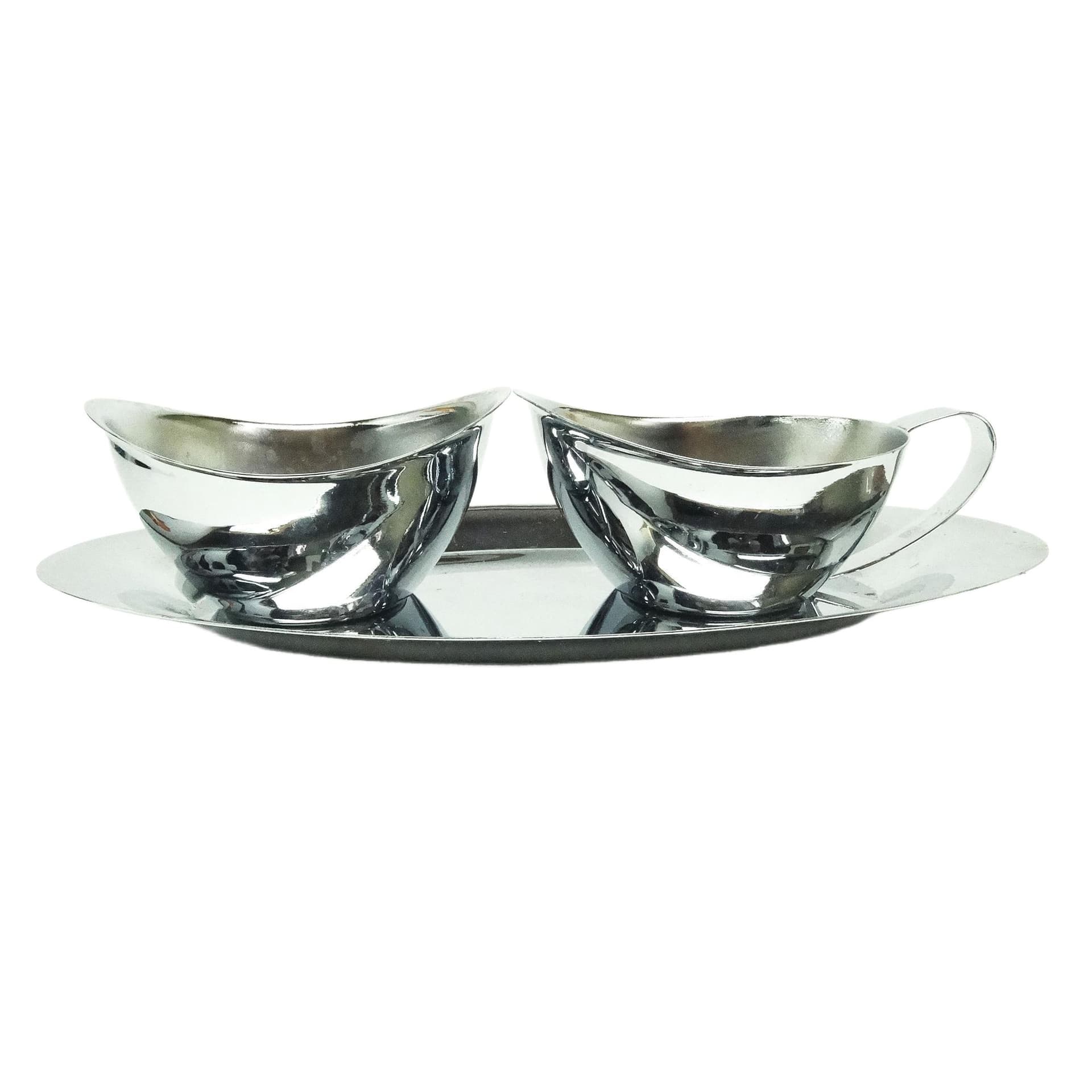 Zestaw do kawy mid-century modern, mosiądz niklowany, Polska, lata 50. - 193237