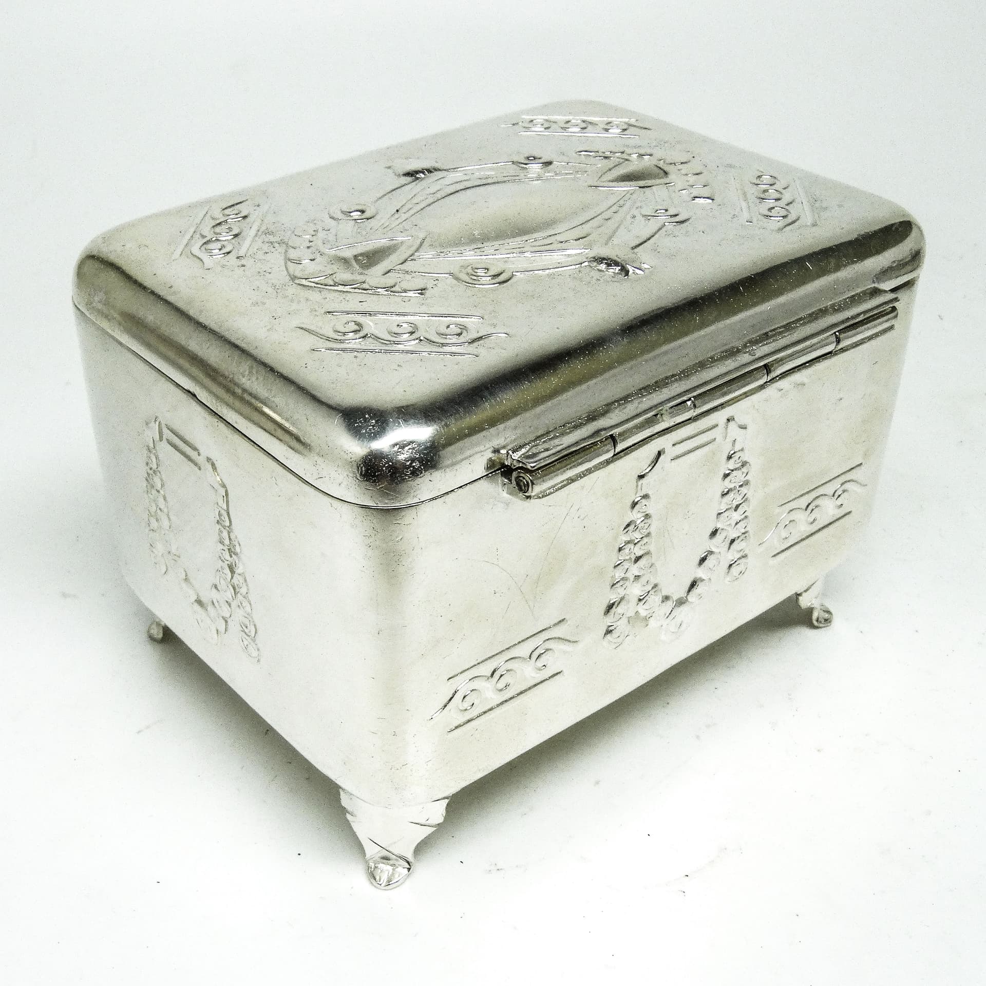 Cukiernica Secesja, mosiądz srebrzony, Bracia Henneberg, Polska, lata 20. - 189460