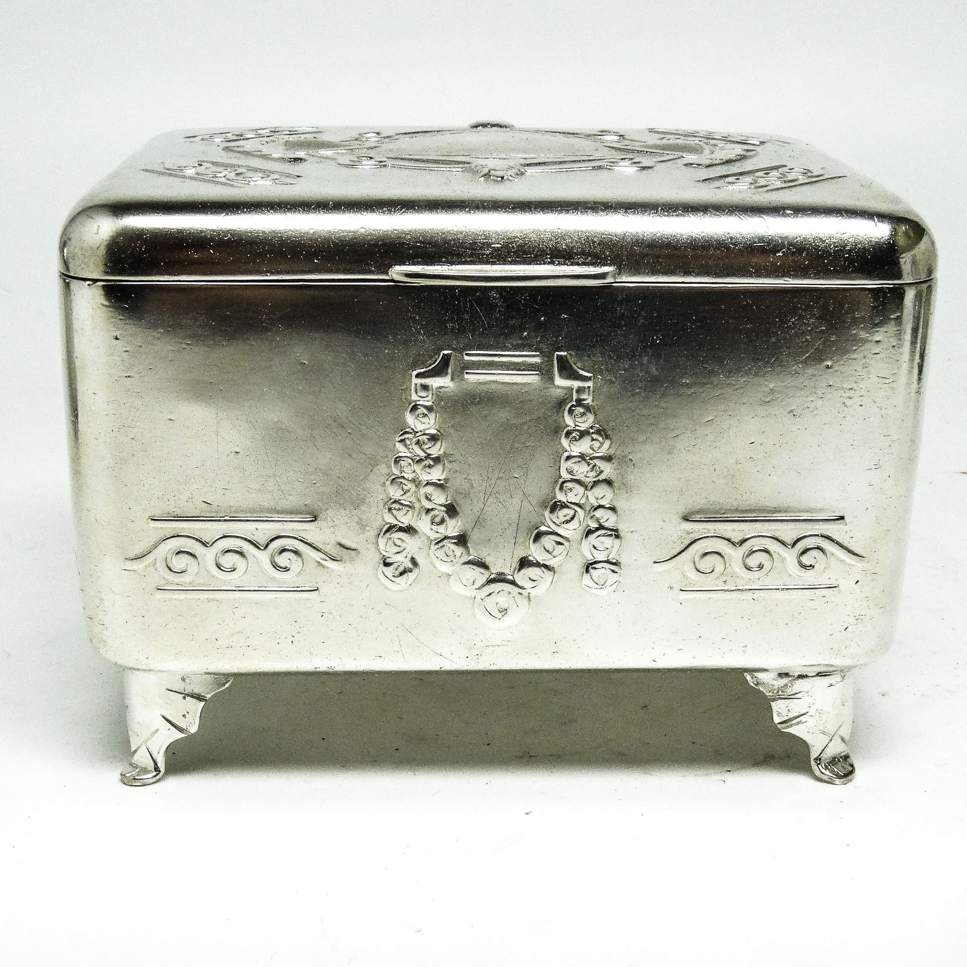 Cukiernica Secesja, mosiądz srebrzony, Bracia Henneberg, Polska, lata 20. - 189465