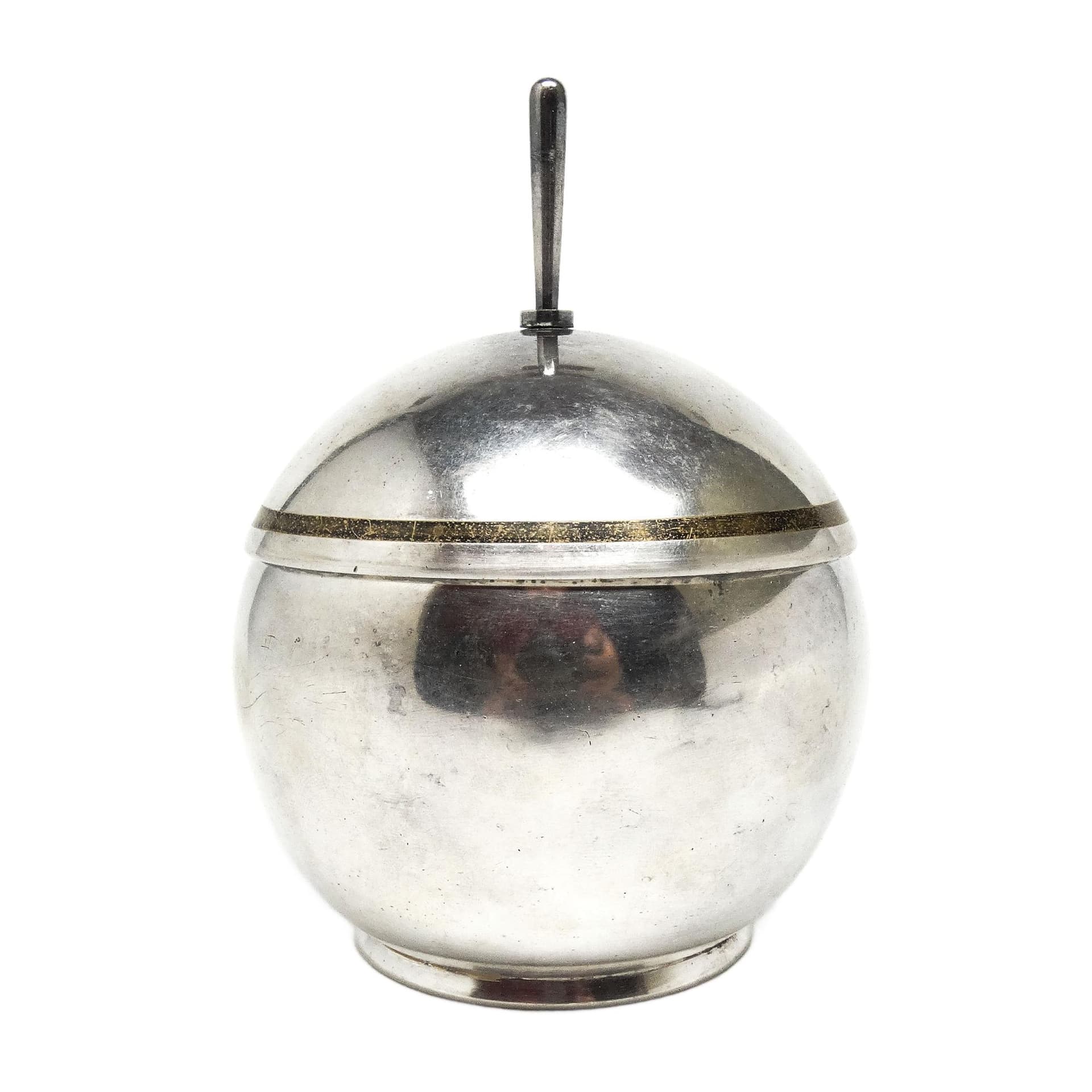 Cukiernica Art Deco, mosiądz srebrzony, WMF, Polska, lata 30.