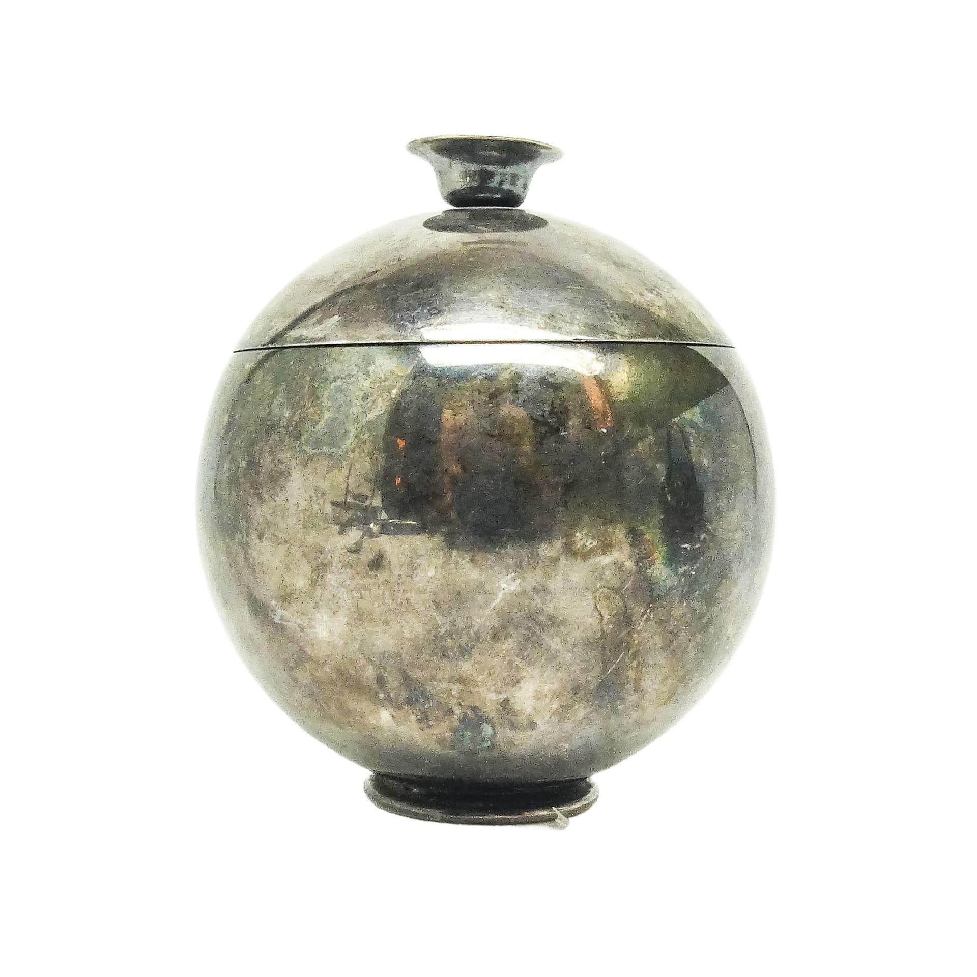 Cukiernica mid-century modern, mosiądz srebrzony, Polska, lata 60. - 193217