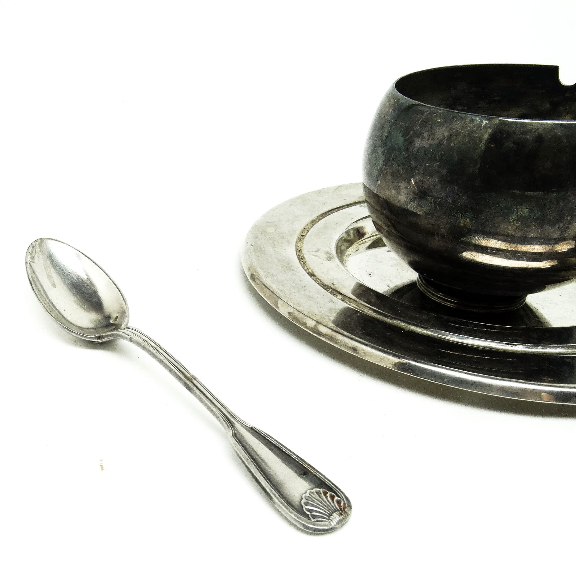 Cukiernica mid-century modern, mosiądz srebrzony, Polska, lata 60. - 189554