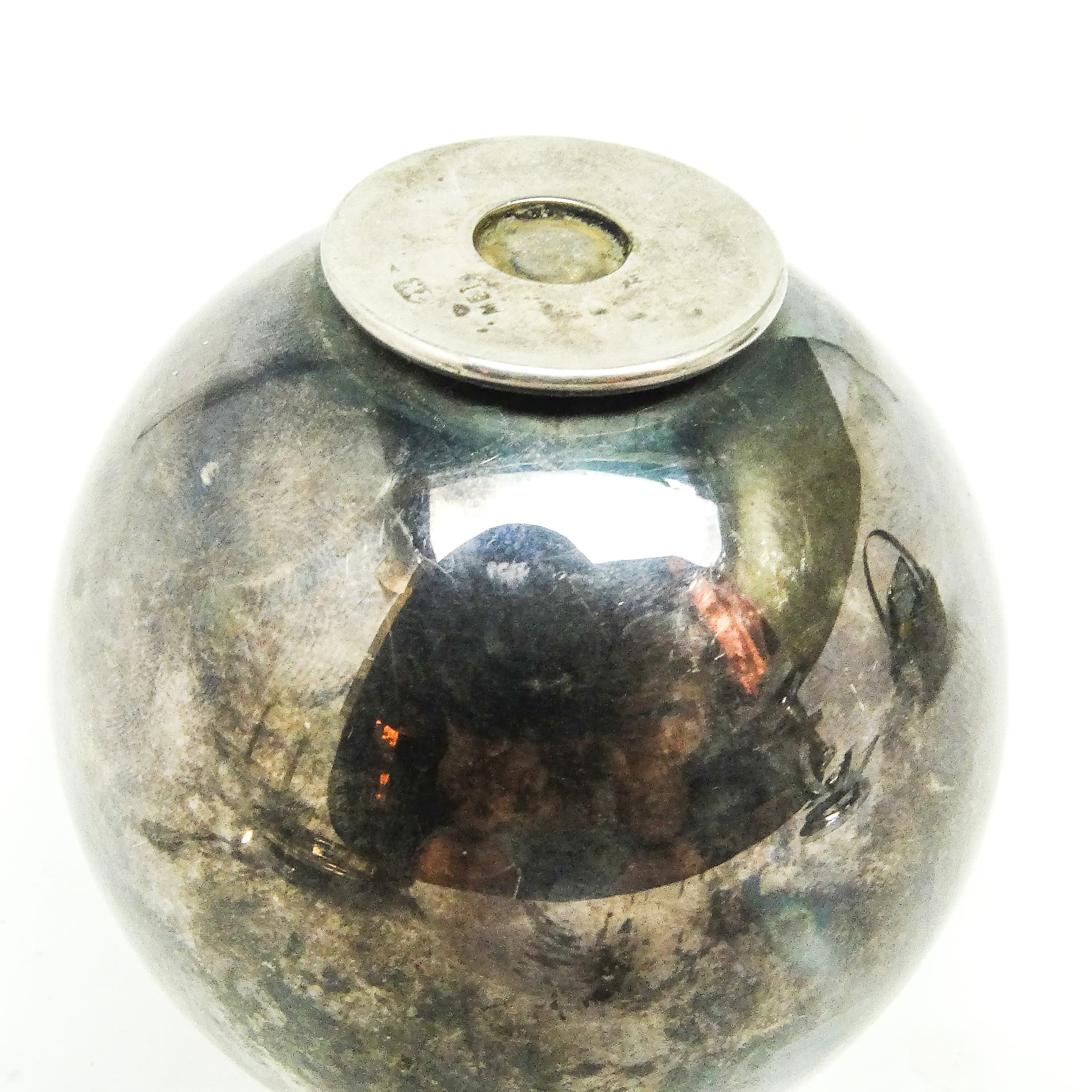 Cukiernica mid-century modern, mosiądz srebrzony, Polska, lata 60. - 189550