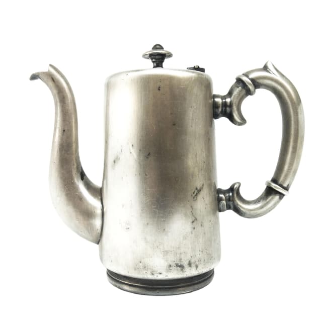 Dzbanek do kawy hotelowy, Eklektyzm, mosiądz srebrzony, Polska, lata 20. - WYMIARY