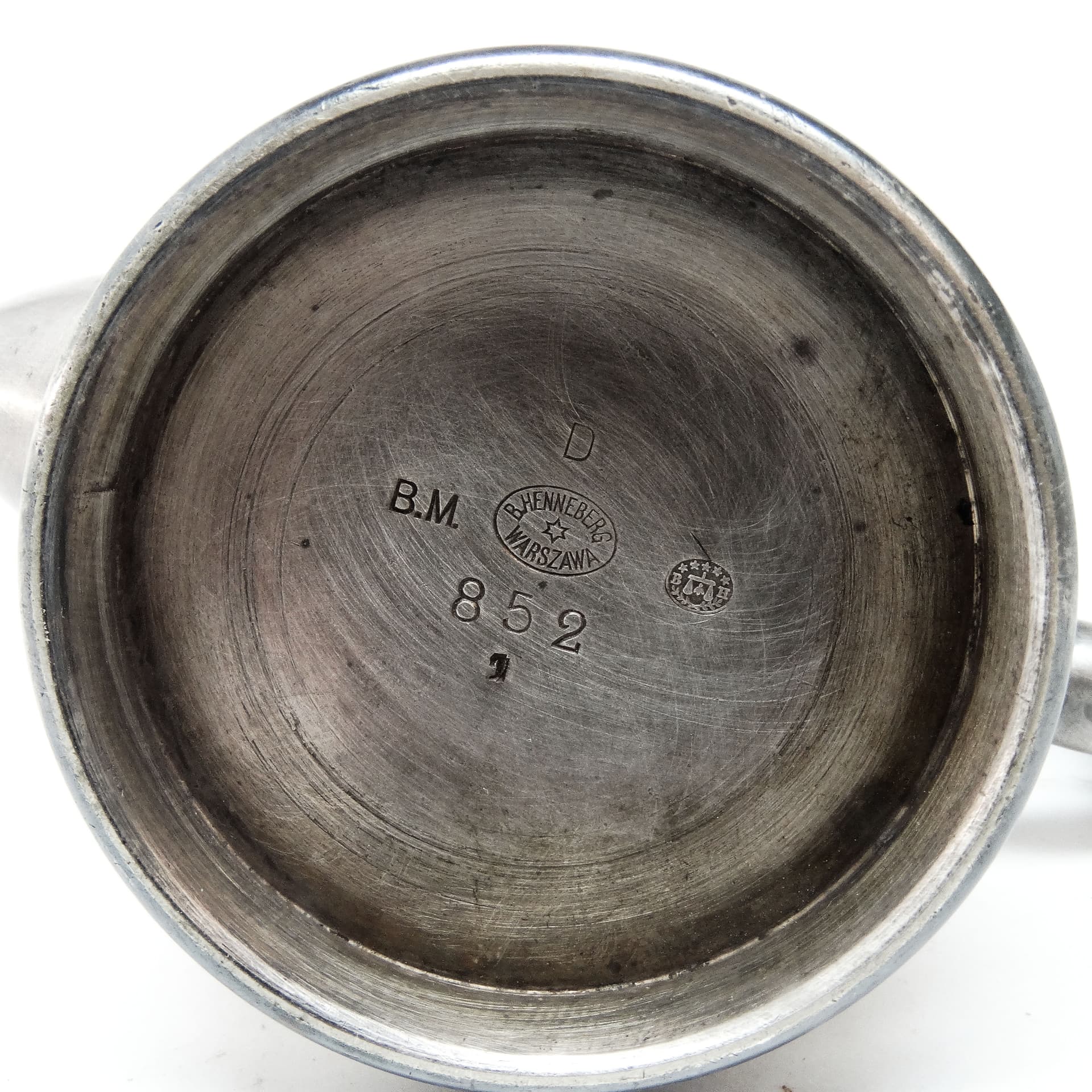 Dzbanek do kawy hotelowy, Eklektyzm, mosiądz srebrzony, Polska, lata 20. - 189652