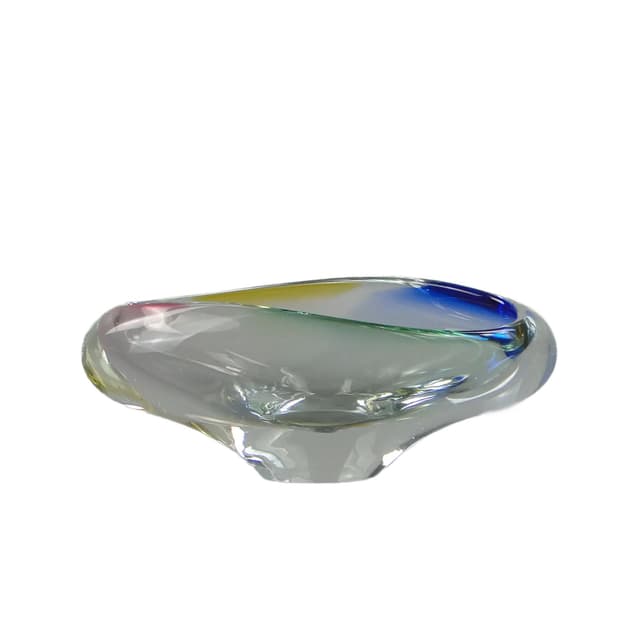 Decorative bowl, multicolor glass, Czechoslovakia, 1960s. - DIMENSION