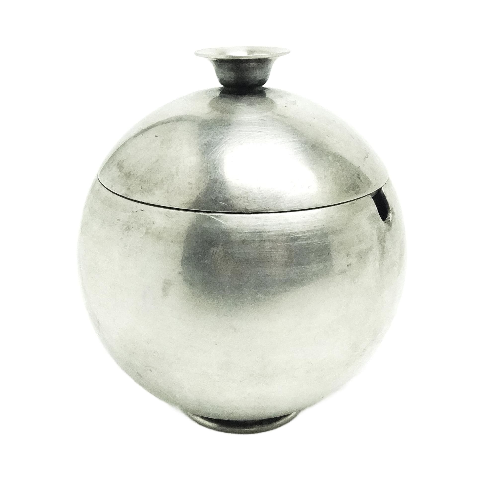 Cukiernica mid-century modern, mosiądz srebrzony, HEFRA, Polska, lata 60. - 192826