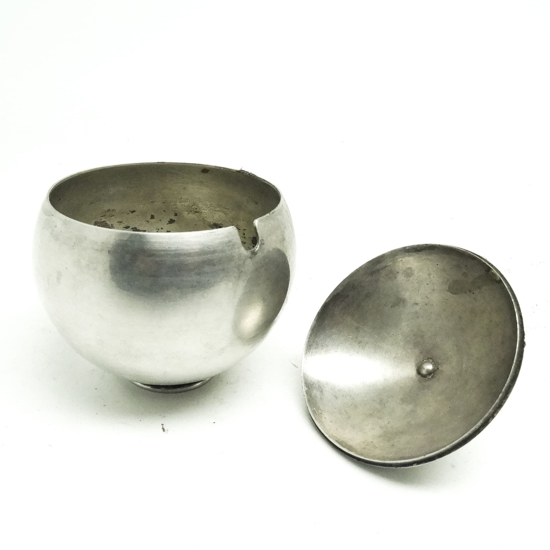 Cukiernica mid-century modern, mosiądz srebrzony, HEFRA, Polska, lata 60. - 189872