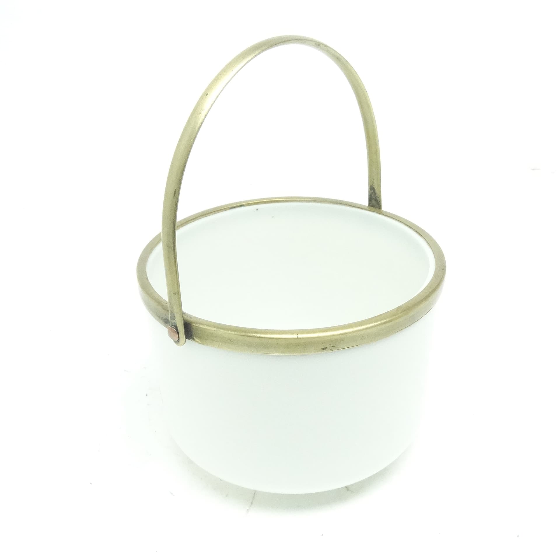 Cukiernica Biedermeier, mosiądz szkło latticino, Bohemia, Polska, XIX w. - 189885