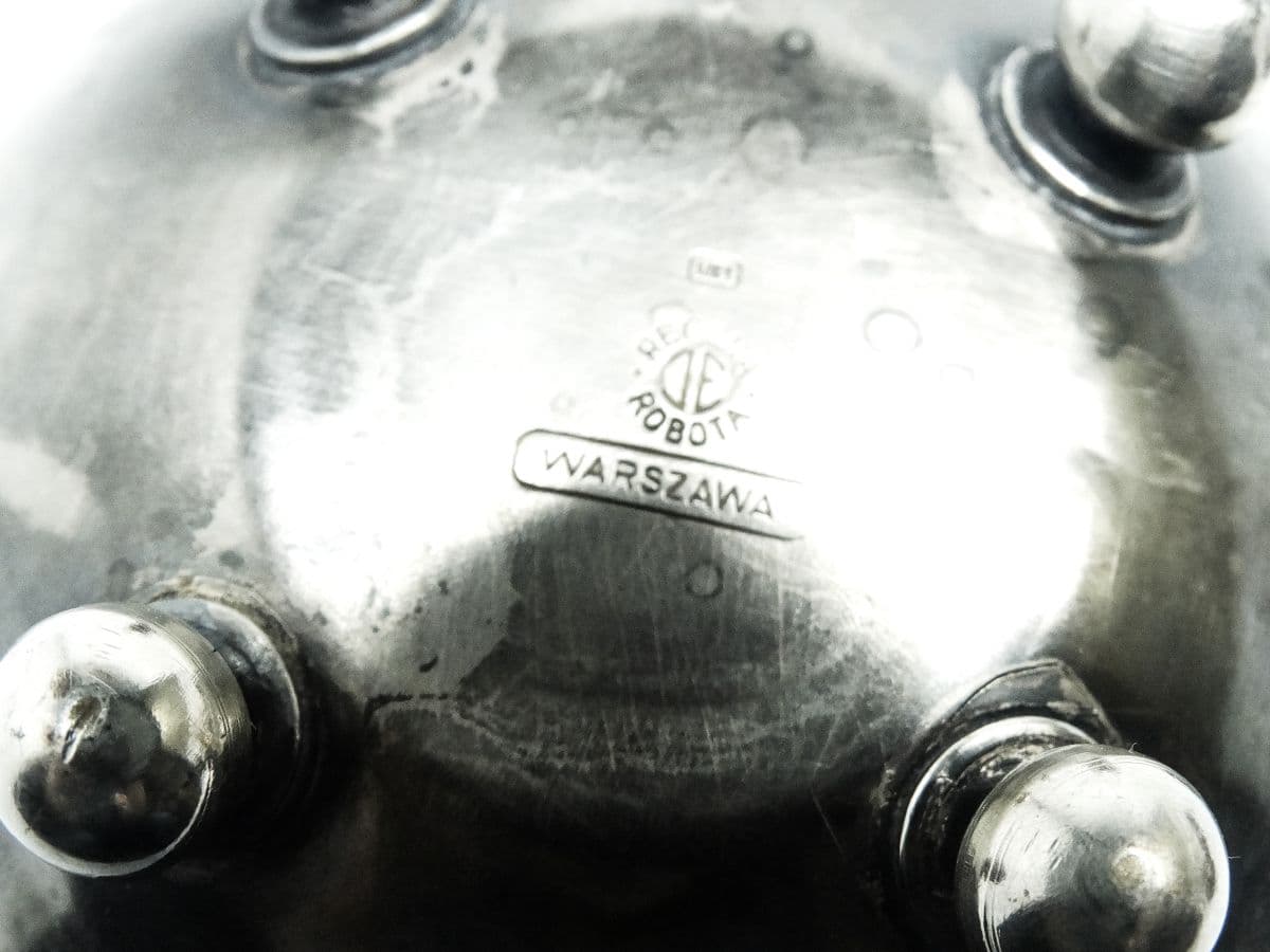 Cukiernica Postmodernizm, mosiądz srebrzony, Polska, lata 50. - 189914