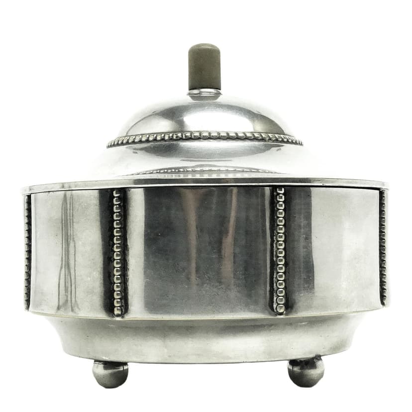 Cukiernica Art Deco, mosiądz srebrzony, Niemcy, lata 30.