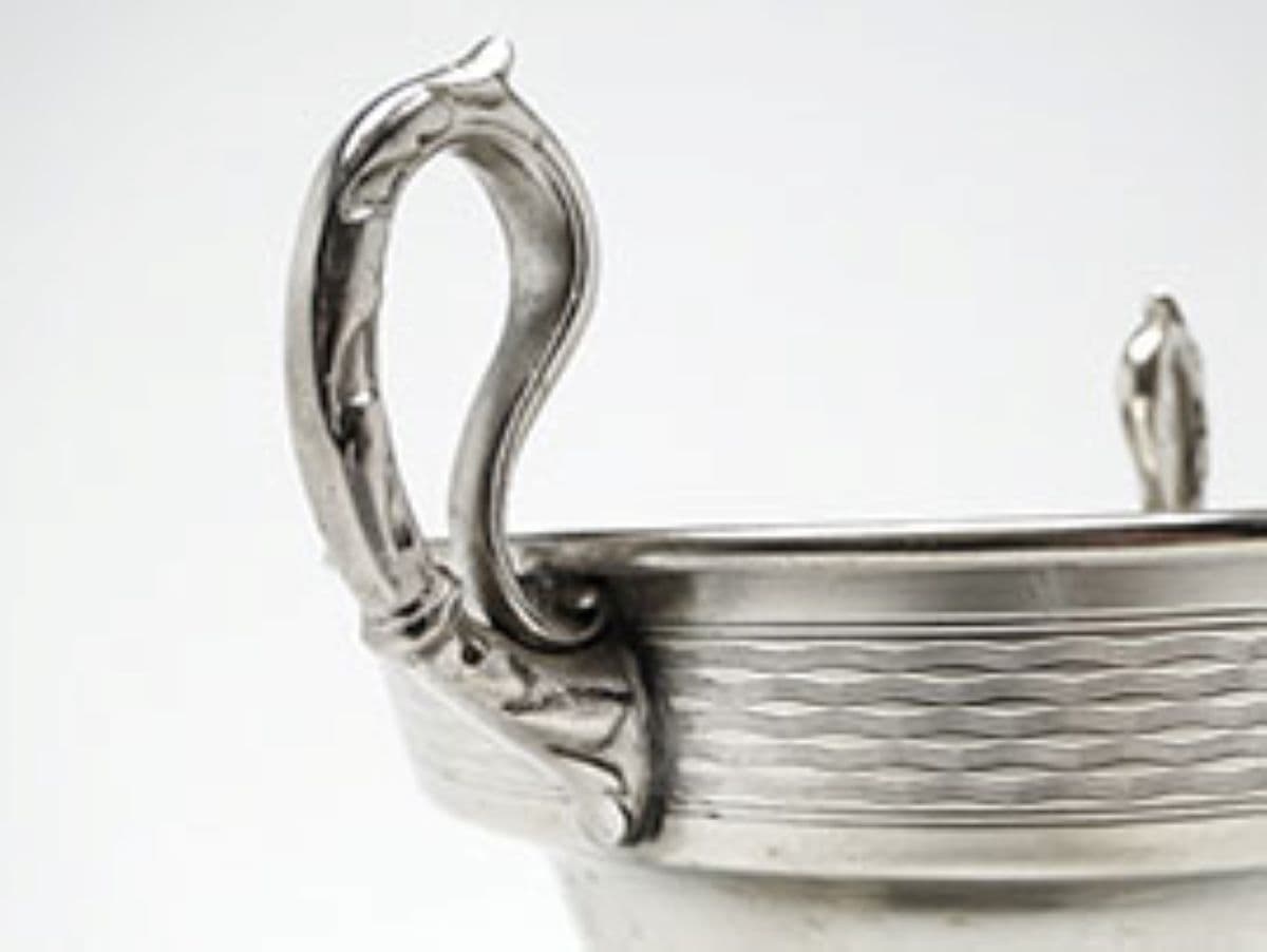 Cukiernica secesja, mosiądz srebrzony, Plewkiewicz, Polska, początek XX w. - 189949