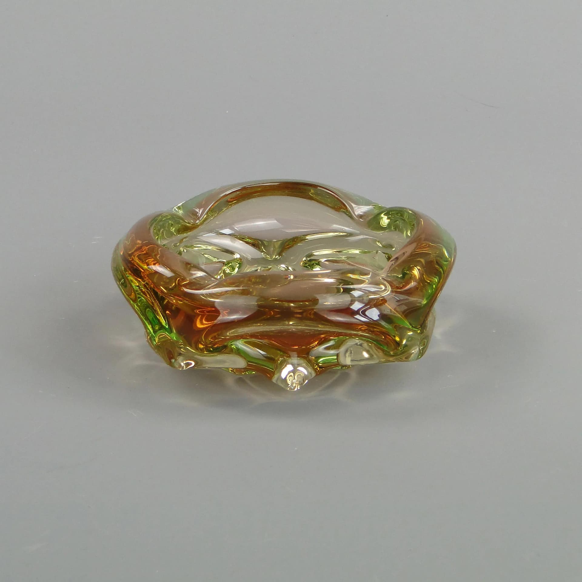 Art Glass Bowl, multicolor glass, by J. Beranek, Skrdlovice, Czechoslovakia, 1960s. - 13180