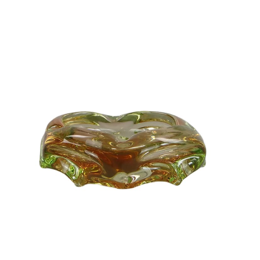 Art Glass Bowl, multicolor glass, by J. Beranek, Skrdlovice, Czechoslovakia, 1960s.