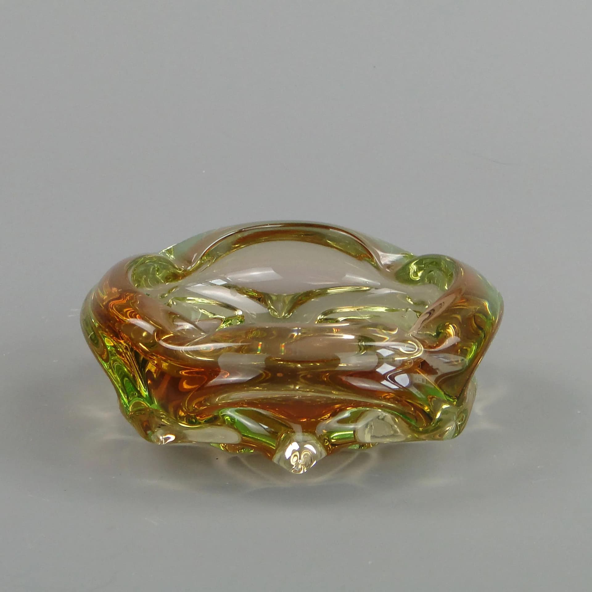 Art Glass Bowl, multicolor glass, by J. Beranek, Skrdlovice, Czechoslovakia, 1960s. - 13183