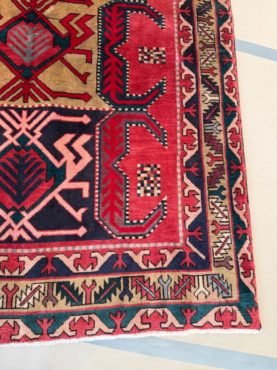 Chodnik Hamadan Kazak 325x140 cm, multikolor, wełna, Iran - 190038