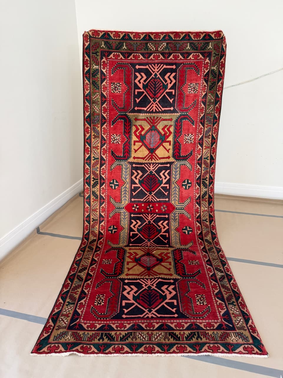 Chodnik Hamadan Kazak 325x140 cm, multikolor, wełna, Iran - 190029