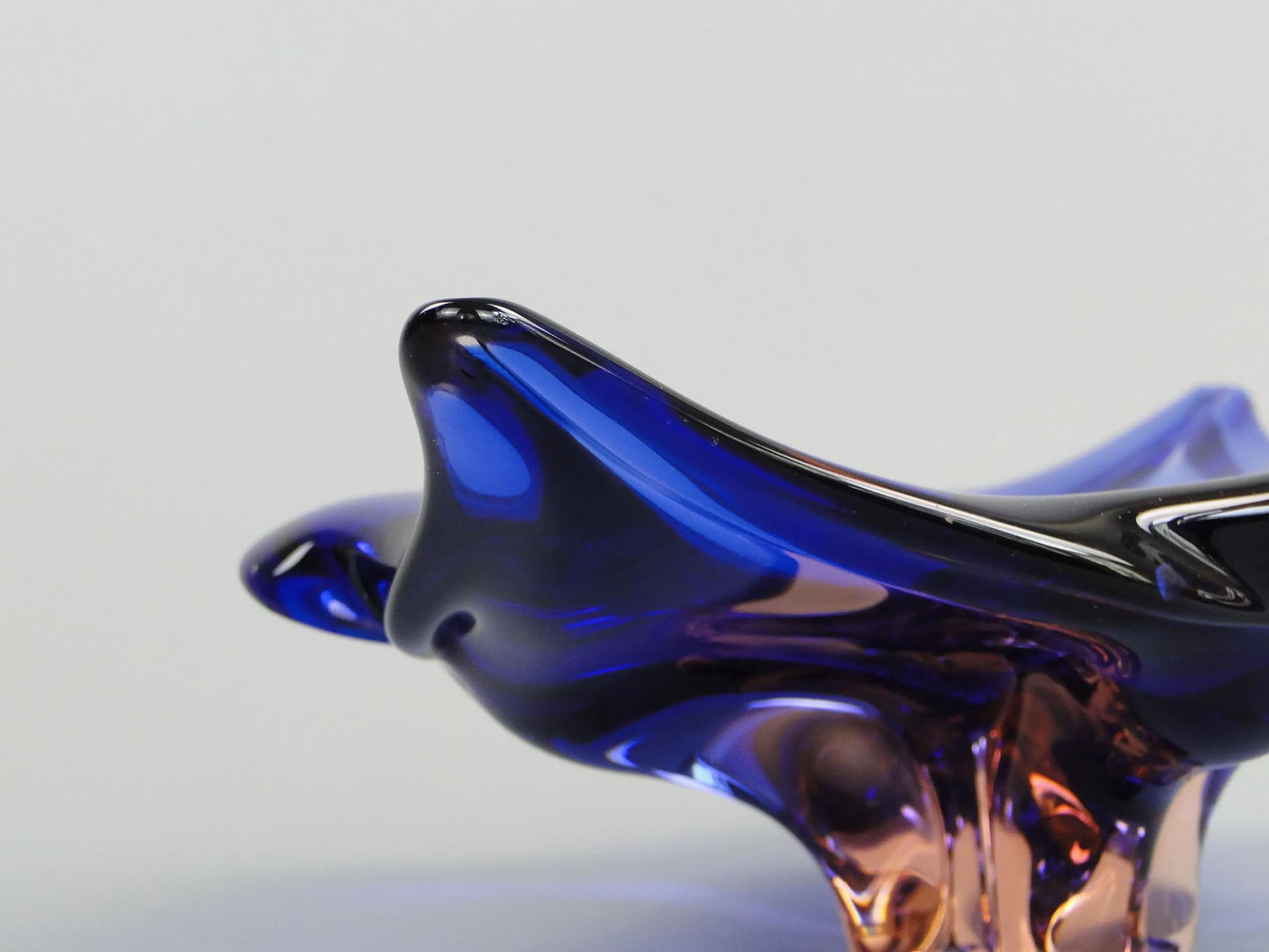 Bowl, blue glass, by J. Hospodka, Chribska Glassworks, Czechoslovakia, 1960s - 13173