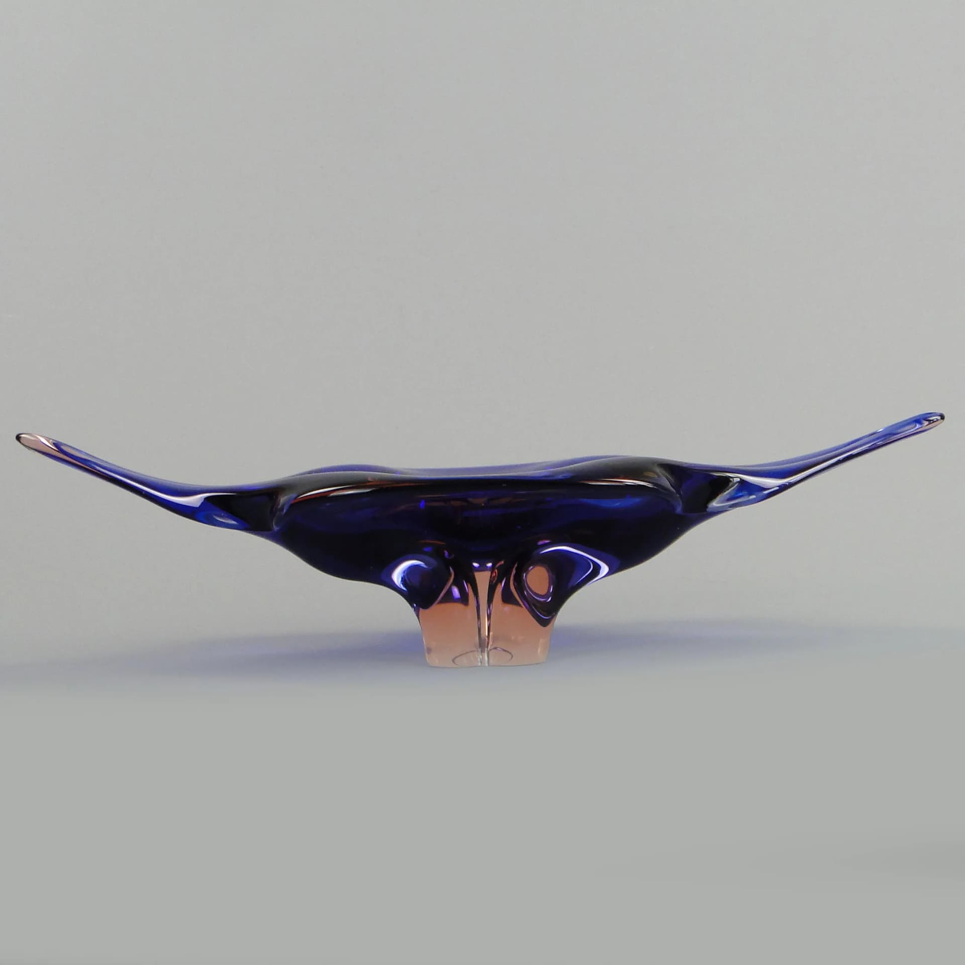 Bowl, blue glass, by J. Hospodka, Chribska Glassworks, Czechoslovakia, 1960s - 13169