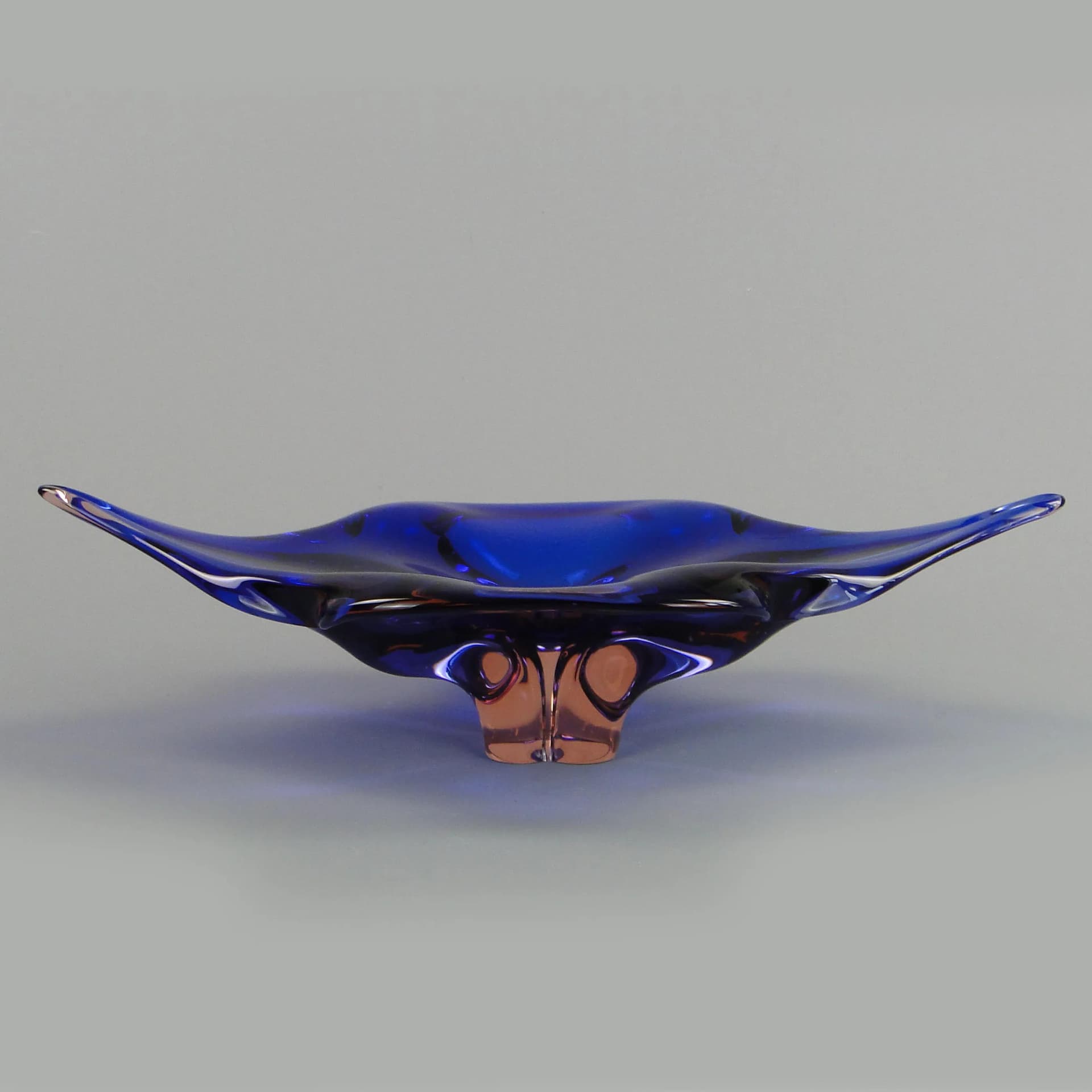 Bowl, blue glass, by J. Hospodka, Chribska Glassworks, Czechoslovakia, 1960s - 13168